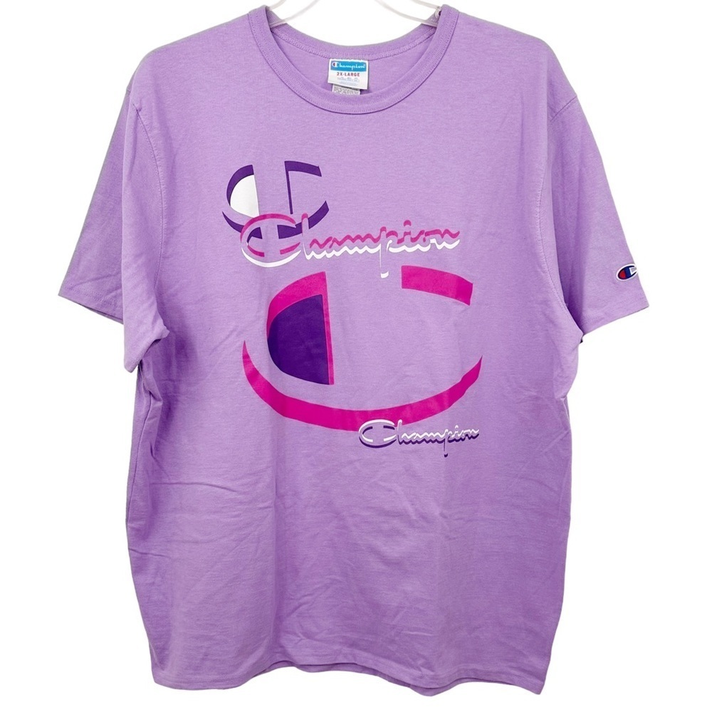 Champion Purple Heritage Crewneck Tee Short Sleeve w Printed Logo Cotton XXL